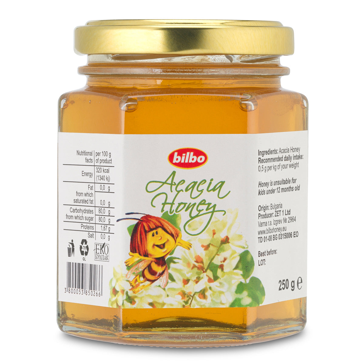 Bilbo raw Acacia honey • 250 g