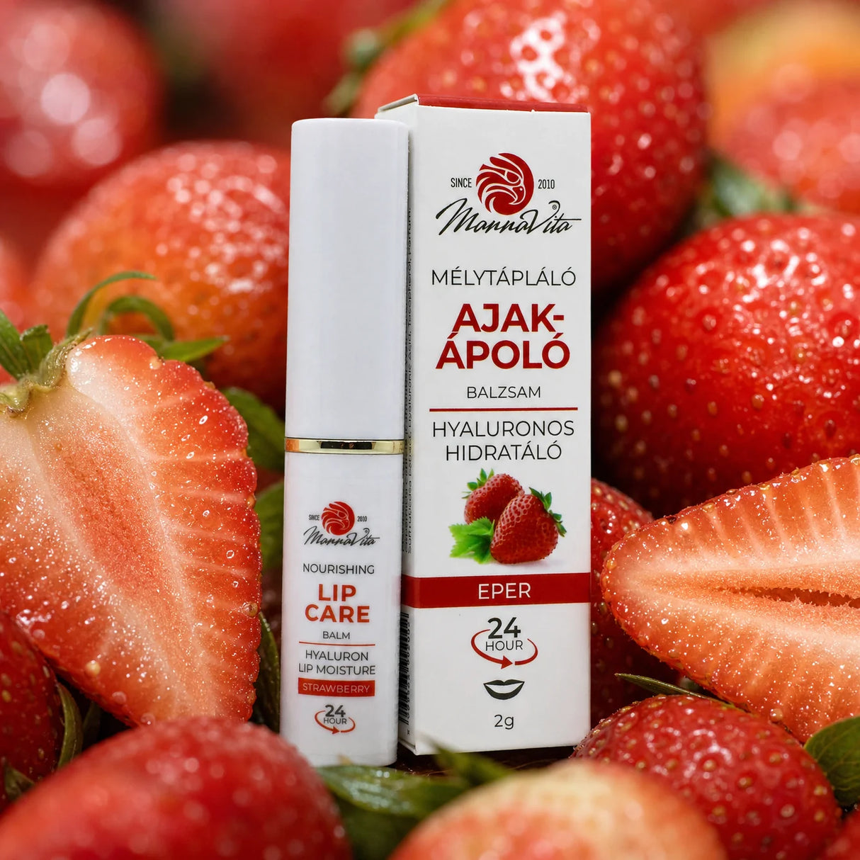 Mannavita Lip Balm with Hyaluronic acid • Deep-nourishing • STRAWBERRY