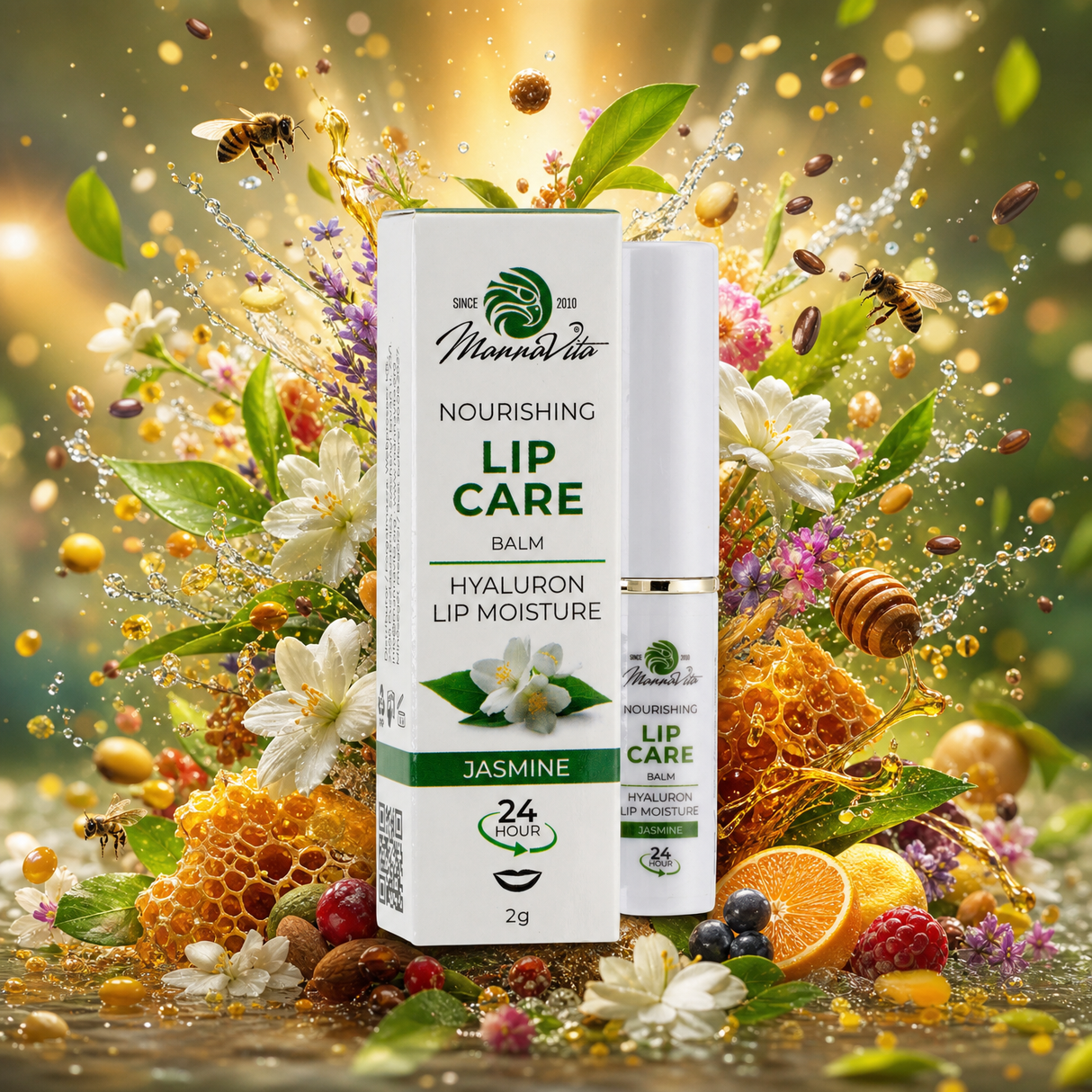 Mannavita Lip Balm with Hyaluronic Acid • Deep-nourishing • JASMINE