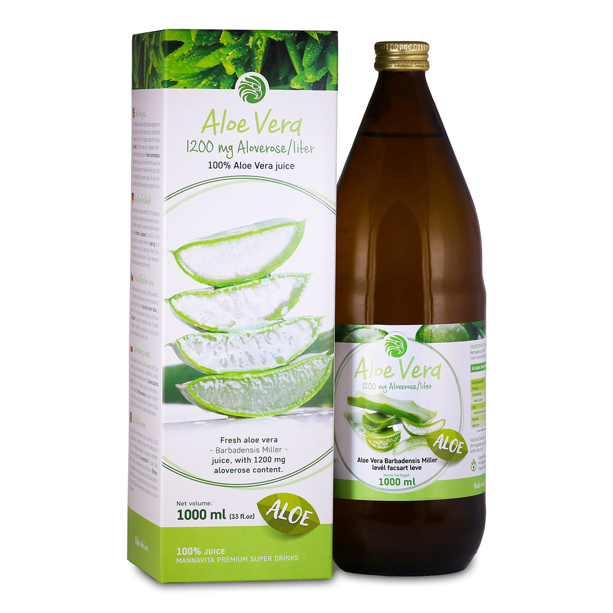 Mannavita Aloe vera 100% pure pressed juice • 1000 ml