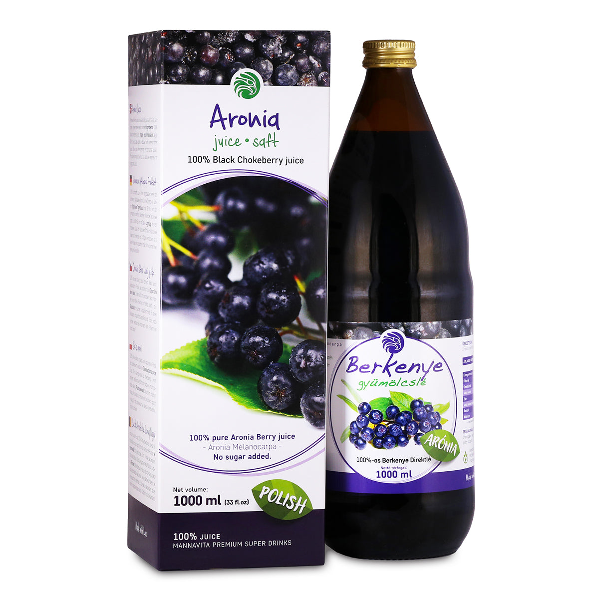 Mannavita Aronia berry 100% pure pressed juice • 1000 ml