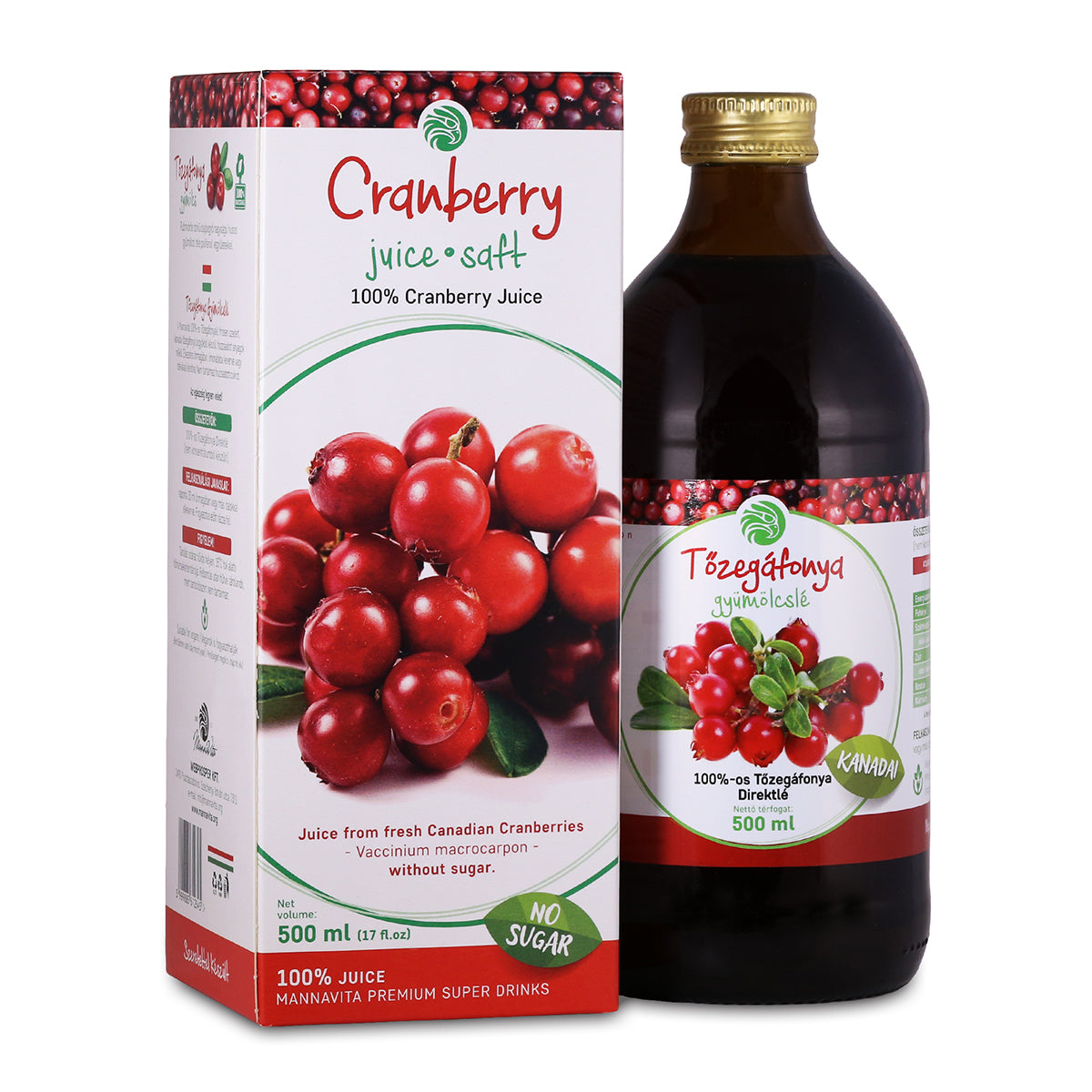 Mannavita Cranberry 100% pure pressed juice • 500 ml