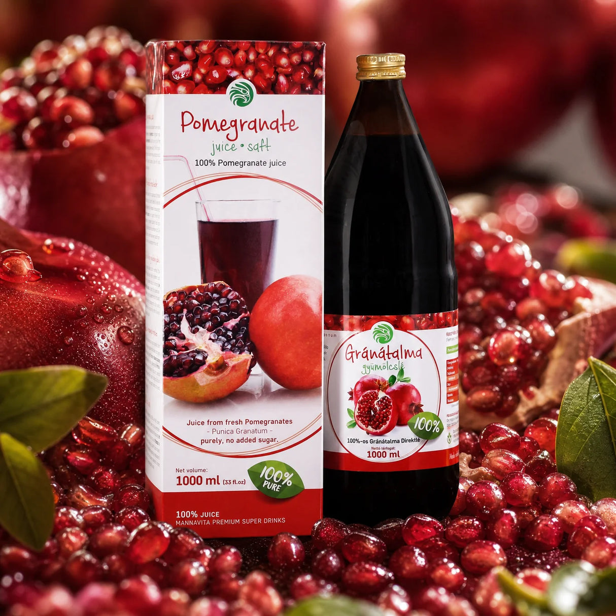 Mannavita Pomegranate 100% pure pressed juice • 1000 ml
