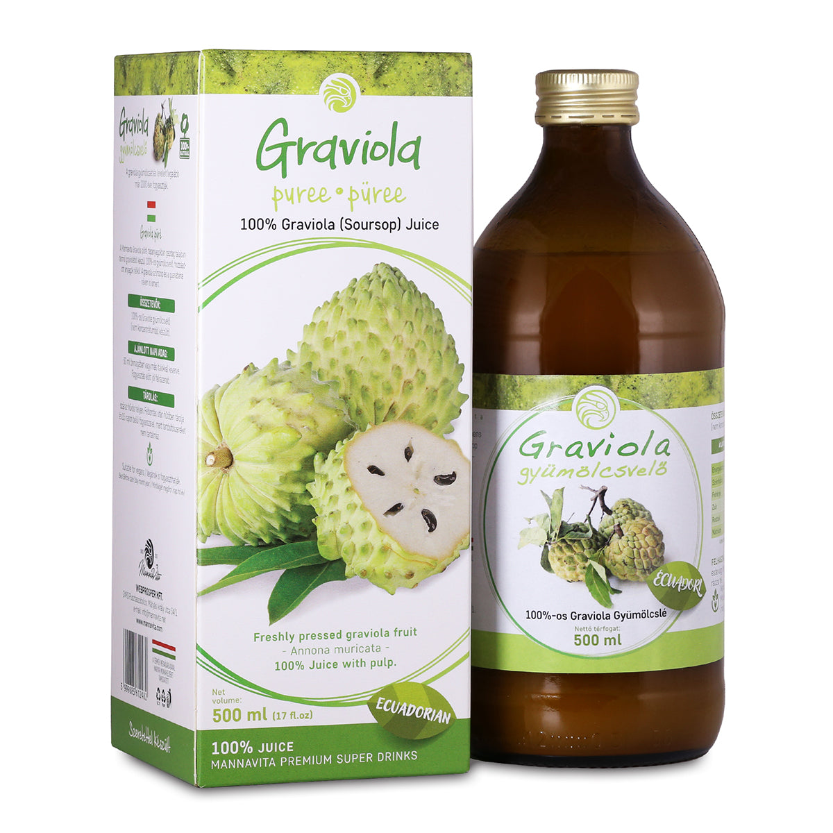 Mannavita Graviola 100% pure pressed purée • 500 ml