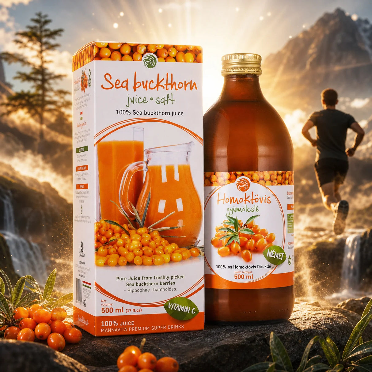 Mannavita Sea buckthorn 100% pure pressed juice • 500 ml