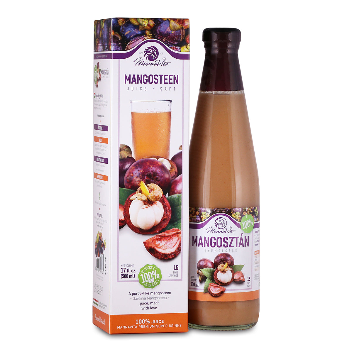 Mannavita Mangosteen 100% pure pressed purée • 500 ml