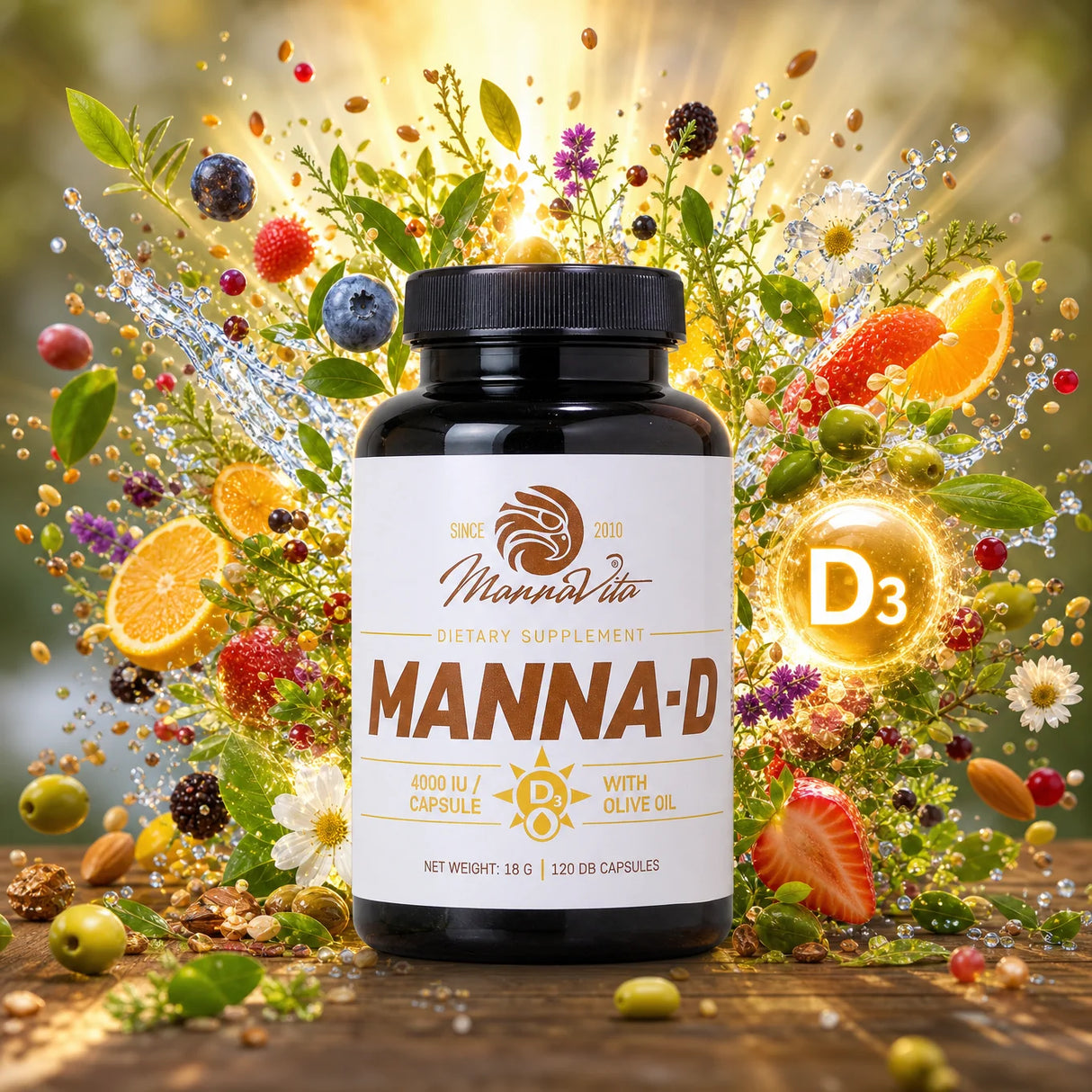 MANNA-D D3 Vitamin in olive oil 4000 IU • 120 capsules