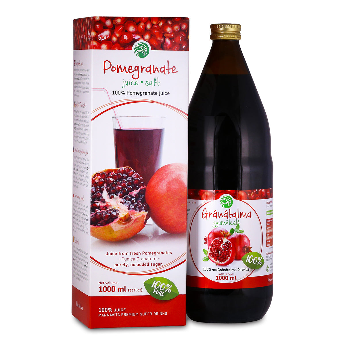 Mannavita Pomegranate 100% pure pressed juice • 1000 ml