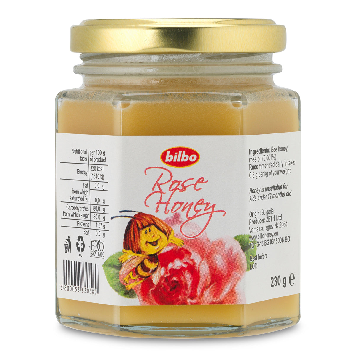 Bilbo raw Rose honey • 230 g