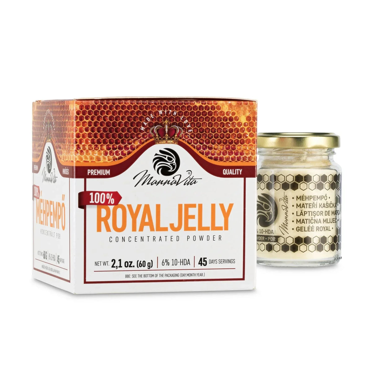 Concentrated Royal Jelly POWDER with 6% 10-HDA content • 60 g - Mannavita