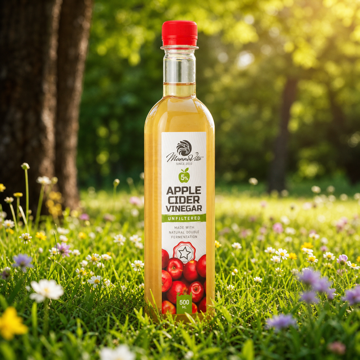 Mannavita unfiltered Apple Cider Vinegar with double Fermentation • 500 ml