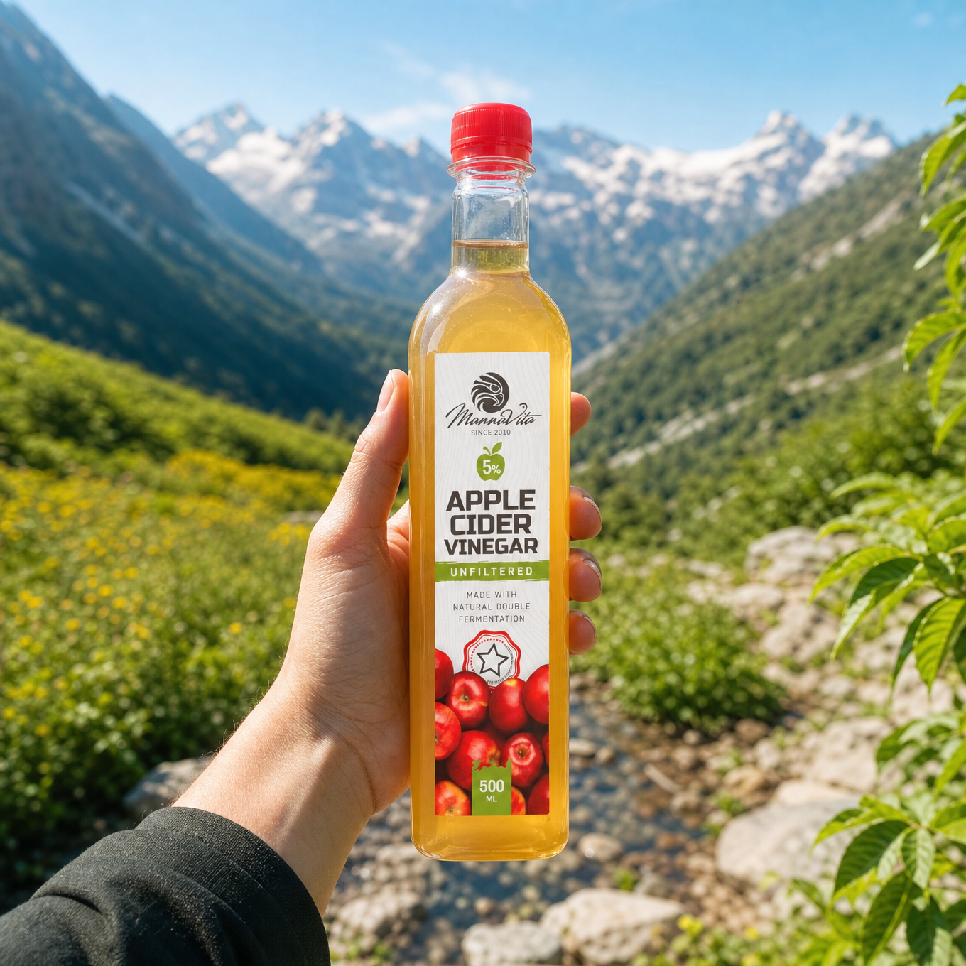 Mannavita unfiltered Apple Cider Vinegar with double Fermentation • 500 ml