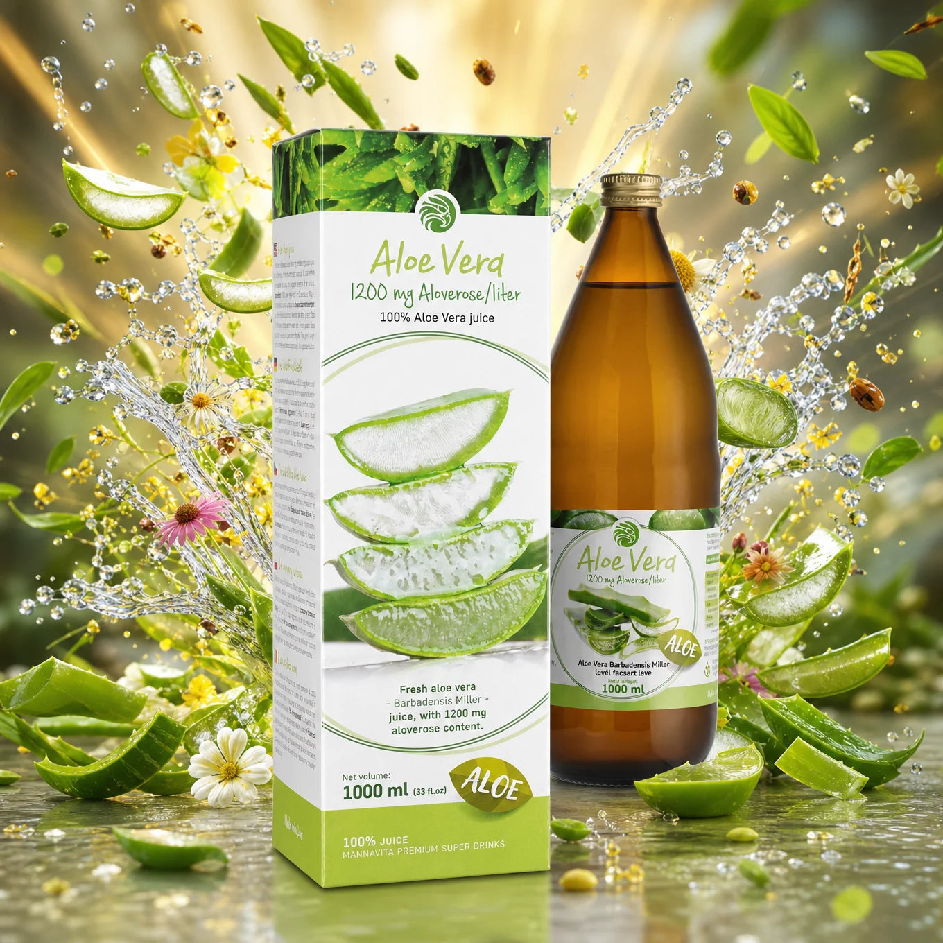 Mannavita Aloe vera 100% pure pressed juice • 1000 ml