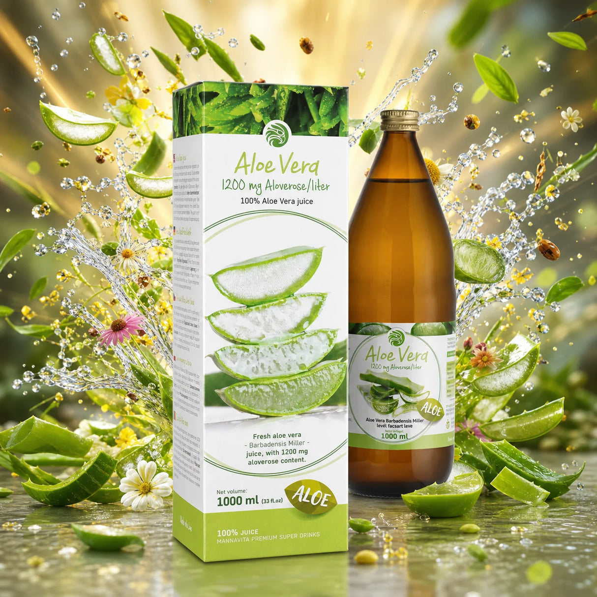 Mannavita Aloe vera 100% pure pressed juice • 1000 ml