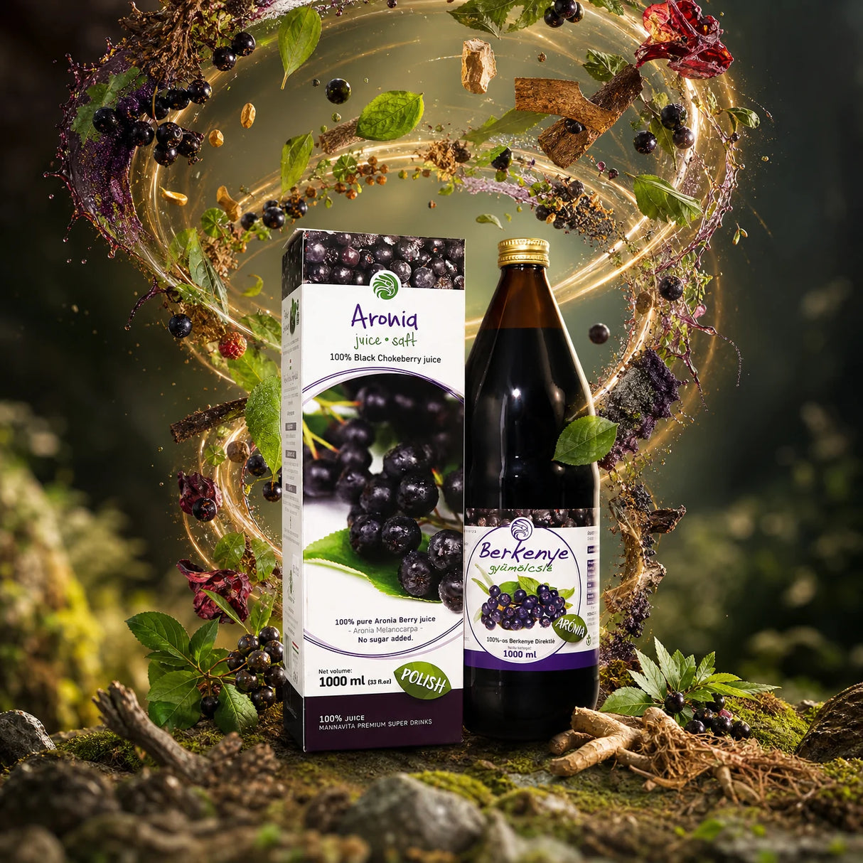 Mannavita Aronia berry 100% pure pressed juice • 1000 ml
