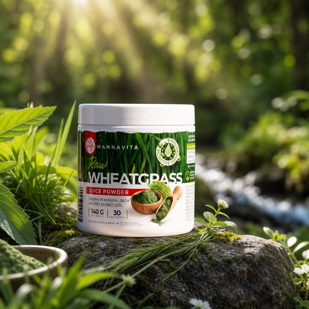 Mannavita raw wheatgrass juice powder • gluten-free • 140g