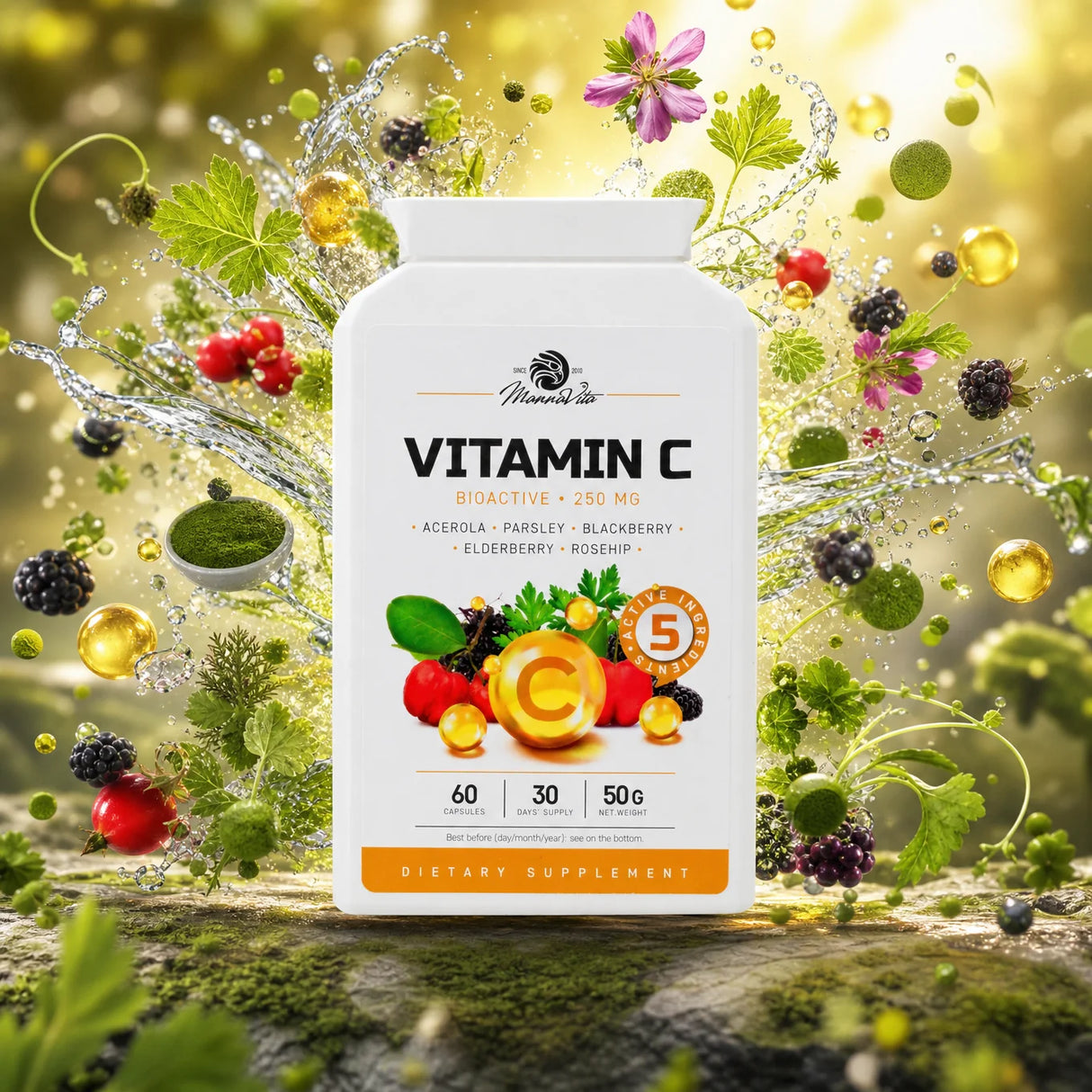 Mannavita Vitamin C complex • 250 mg bioactive • 60 capsules