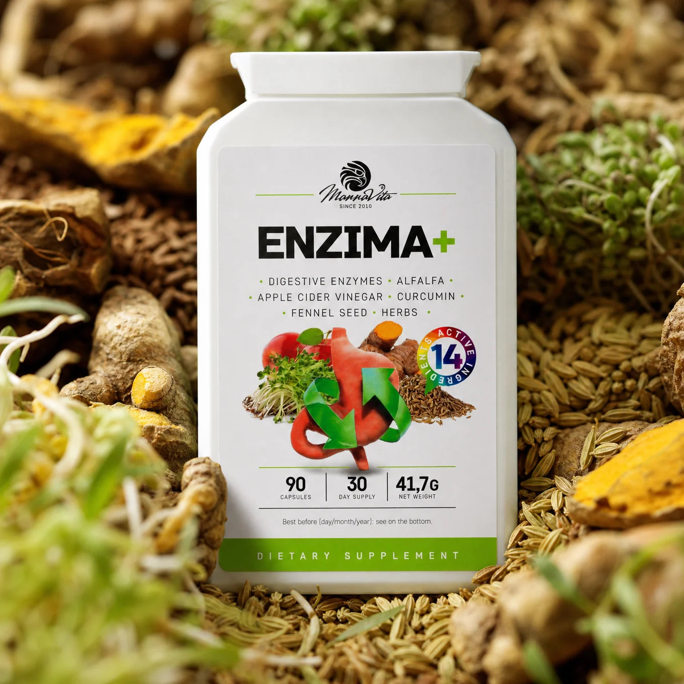ENZIMA+ digestive enzymes complex with Betain HCL • 90 capsules