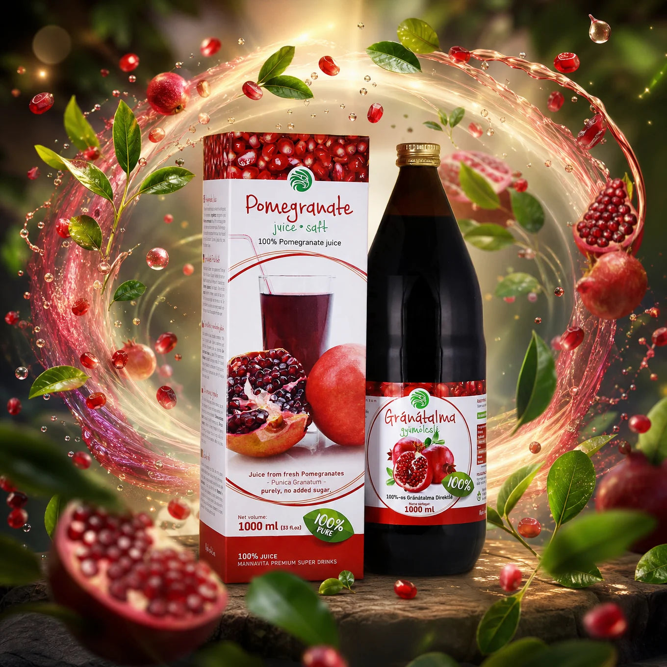 Mannavita Pomegranate 100% pure pressed juice • 1000 ml