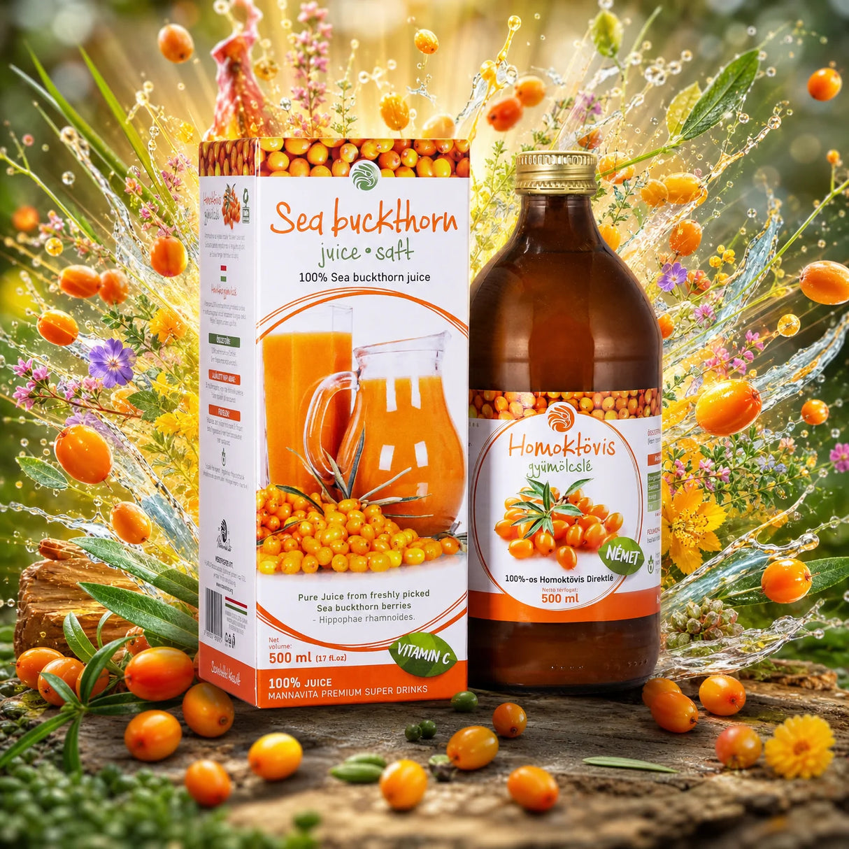 Mannavita Sea buckthorn 100% pure pressed juice • 500 ml