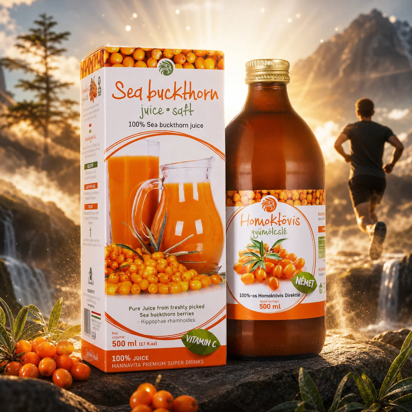 Mannavita Sea buckthorn 100% pure pressed juice • 500 ml