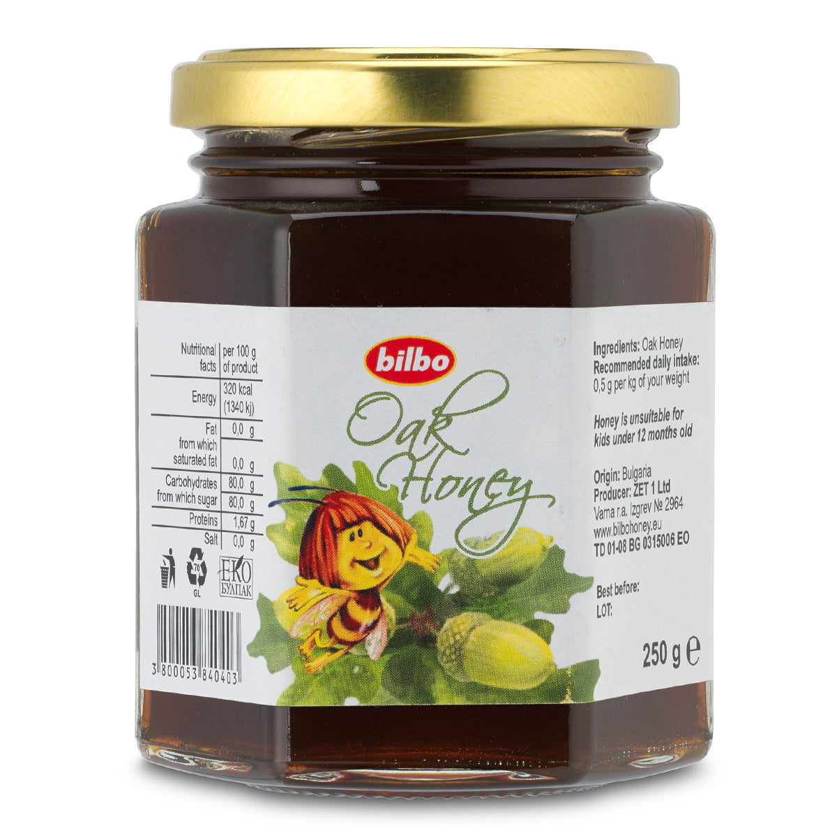 Bilbo raw Oak honey • 250 g