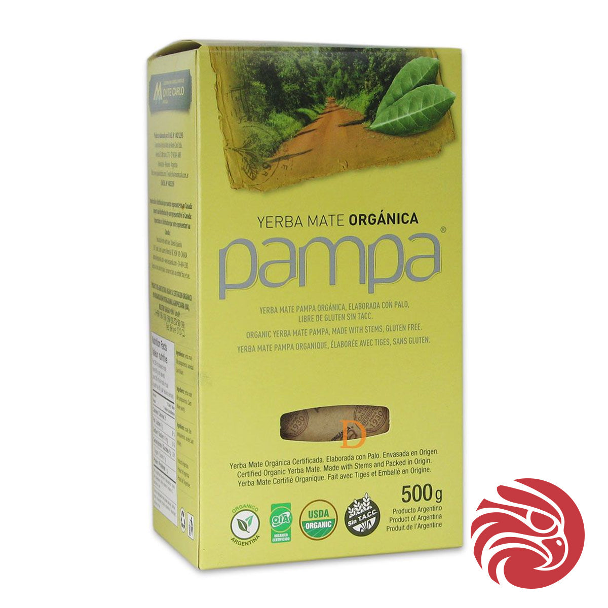 Pampa Organic yerba mate tea • Elaborada con palo • 500 g