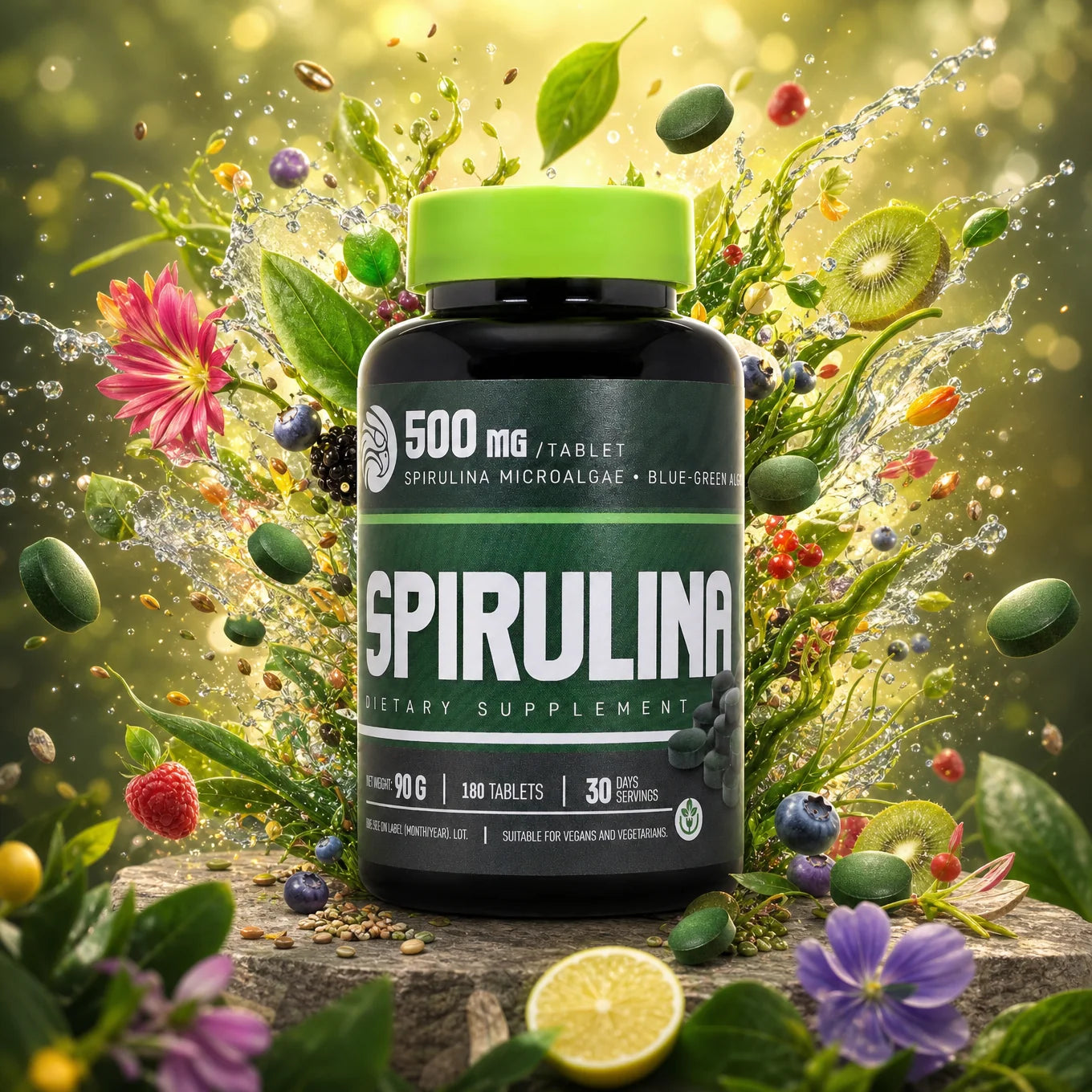 Mannavita Spirulina 500 mg tablets • 180 pcs.