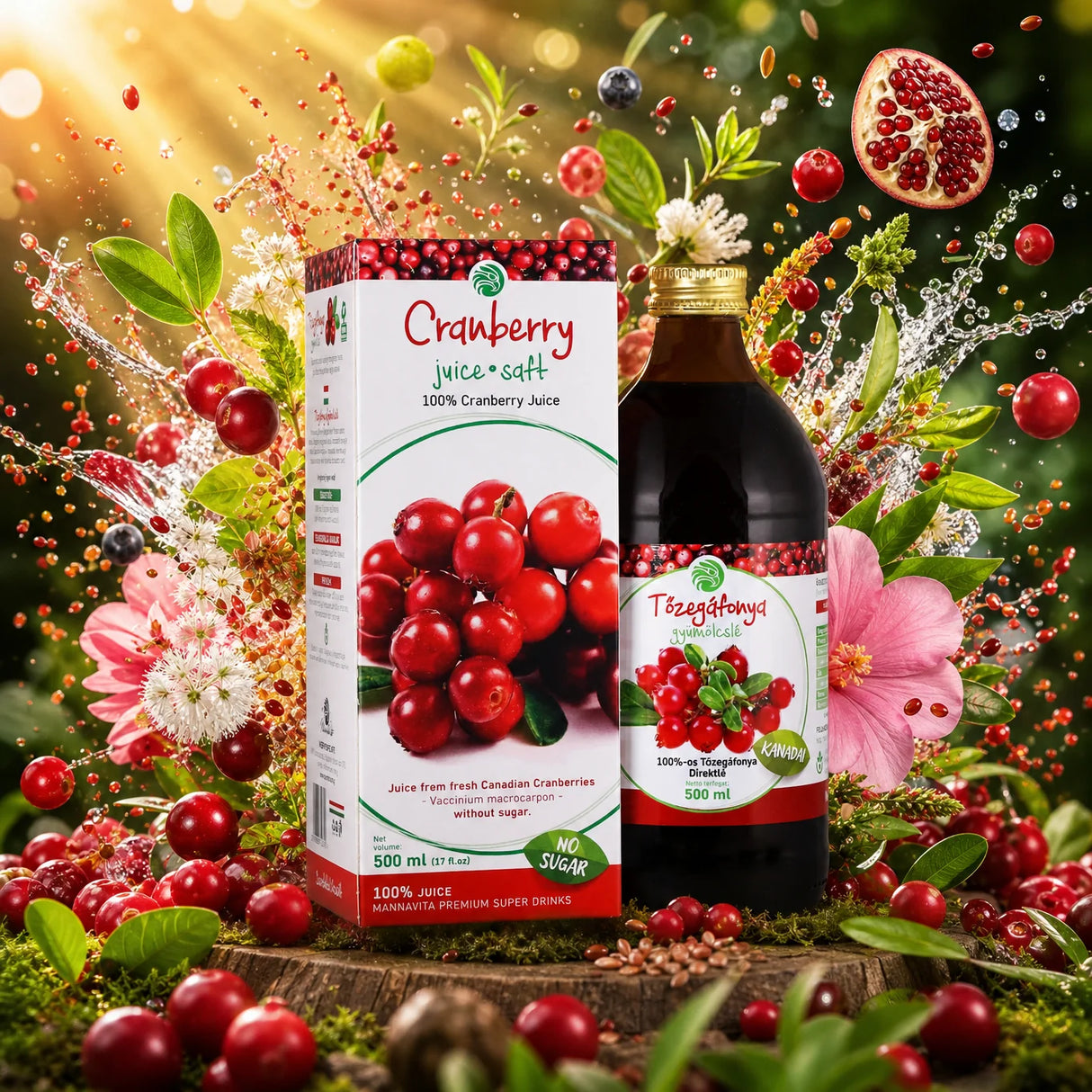Mannavita Cranberry 100% pure pressed juice • 500 ml
