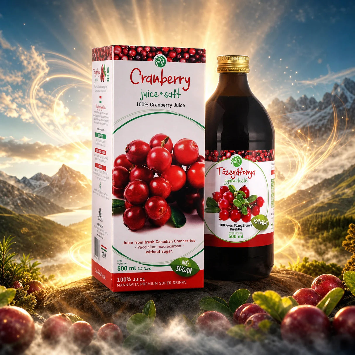 Mannavita Cranberry 100% pure pressed juice • 500 ml